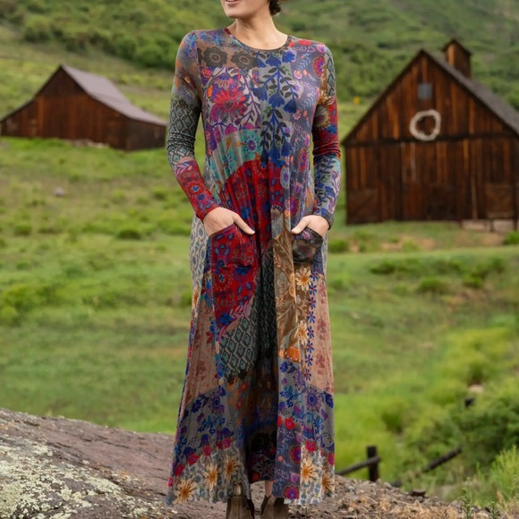 Stevie Knit Maxi Dress - Mandala Borders Patchwork - Small - Picture 2 of 7